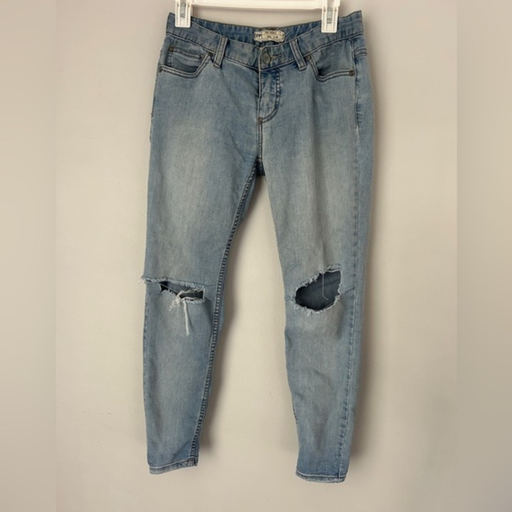 Free People Distressed Denim Boyfriend Jeans